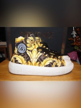 Fendace Gold Baroque Greco Sneakers